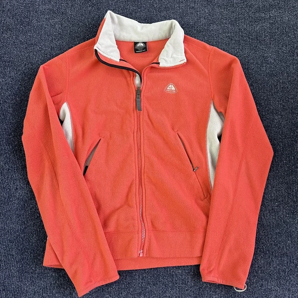 Nike ACG Fleece Jacket Womens XS‎ Red Therma-Fit Full Zip Outdoor Hiking Warm